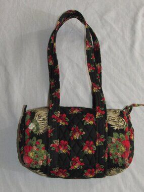 Vintage Vera Bradley Hens & Holly Quilted Chicken Holiday Small Duffel Bag Purse